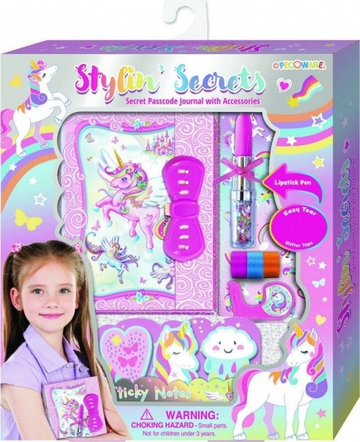 Pamiętnik na szyfr z długopisem Pecoware -Jednorożec