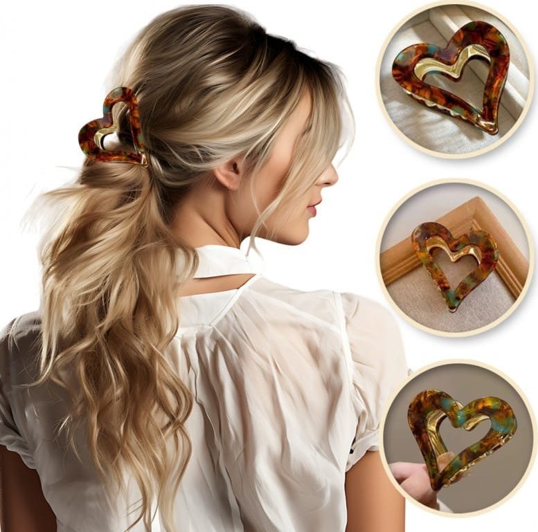 ECARLA Klamra do włosów metalowa SP341ZIE - serce