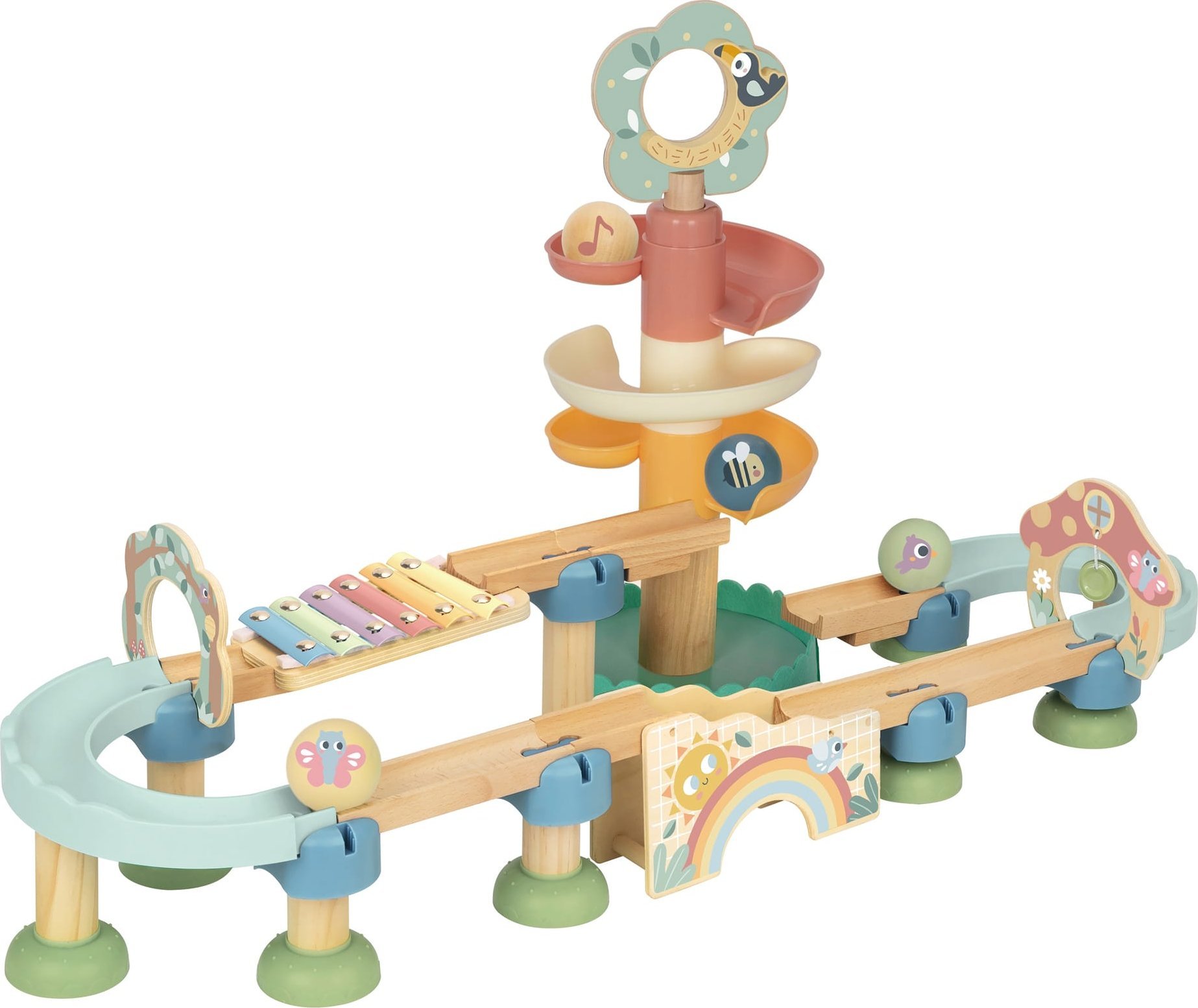 Tooky Toy Tooky Toy Drewniany Muzyczny Tor Kulkowy Kulodrom 44 el. Pastelowe