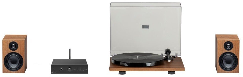Gramofon Pro-Ject Audio Systems STEREO SET E PHONO - Minimalistyczny system audio z gramofonem, drewno