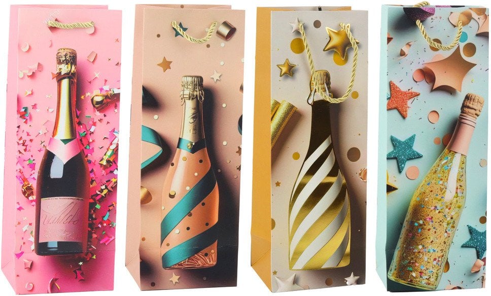 Torba Prezentowa Papierowa Na Butelkę Szampan Pastelowa 35 x 12 x 9 cm