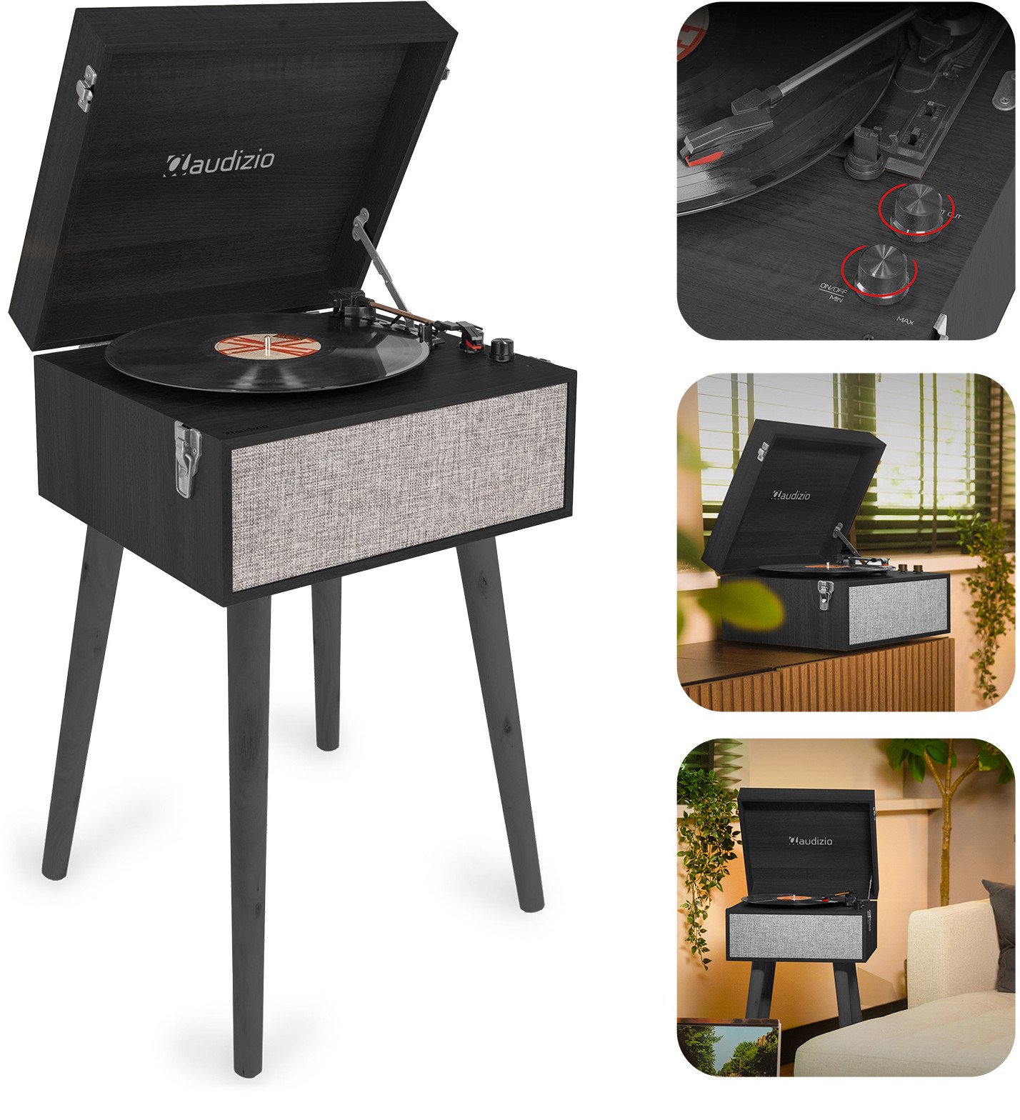 Gramofon stojący Audizio Fremont BT czarny one size