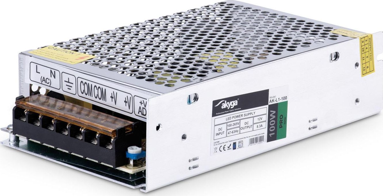 Akyga zasilacz impulsowy LED AK-L1-100 12V / 8.3A / 100W / 100-265V / IP20