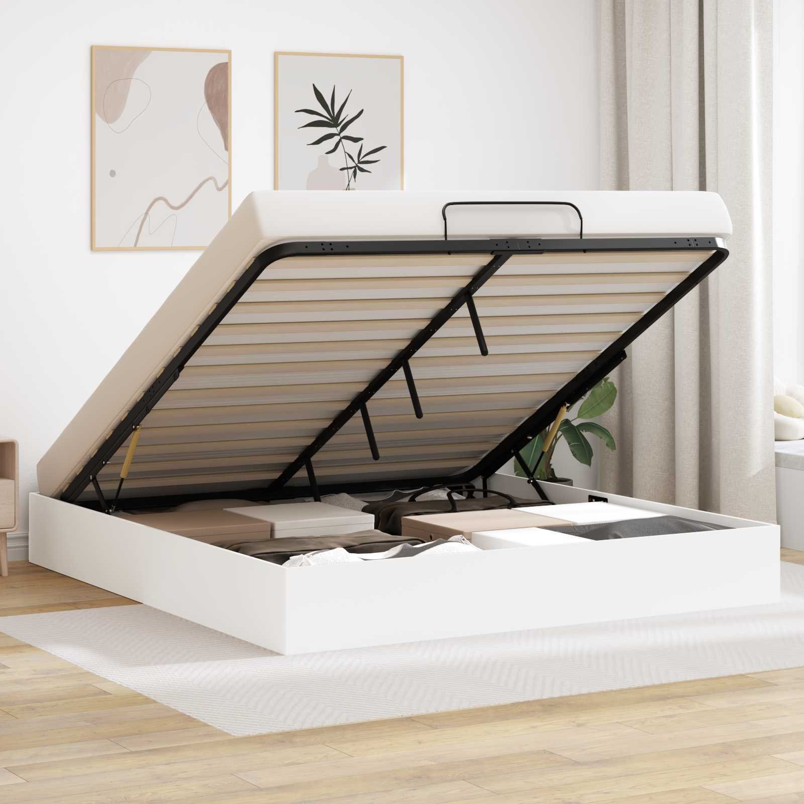 vidaXL Łóżko otomanowe Biały 193 x 120 x 25 cm Płyta wiórowa