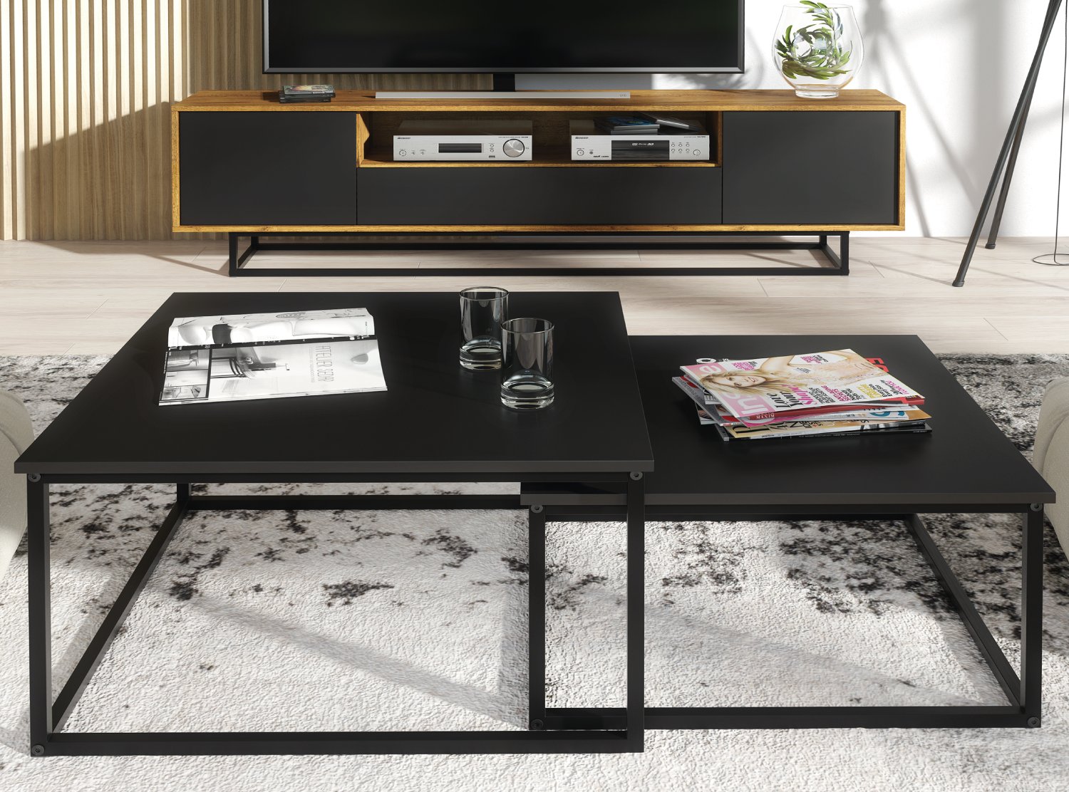 Stolik Kawowy 2w1 Loft ONE FURNITURE Laminat Czarny