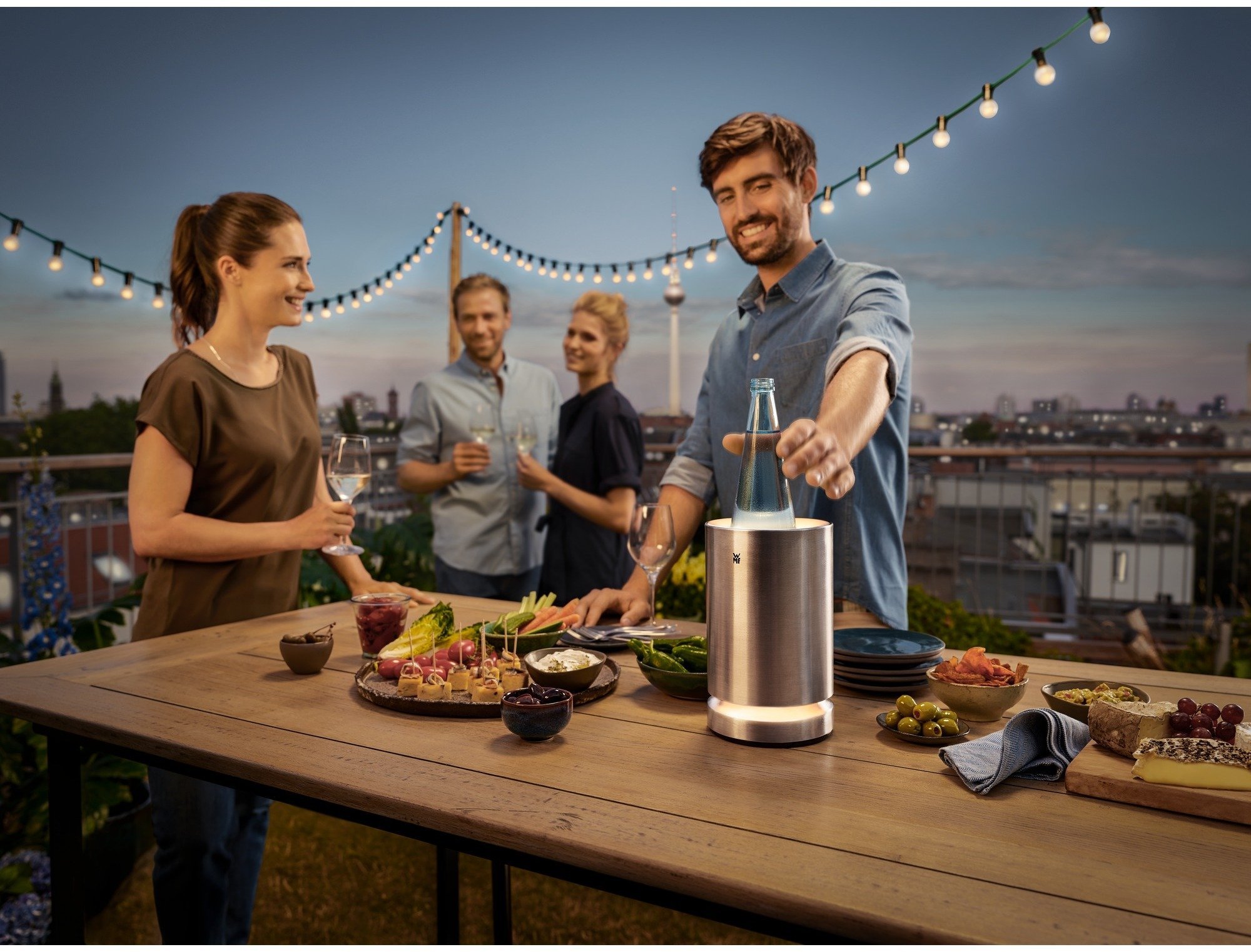 WMF Ambient, Glass bottle, Wine, Stainless steel, 237 mm, 14.3 cm, 1.1 kg