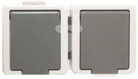 Timex JANTAR Gniazdo podwójne z/u IP44 z klapką szare (GNt-6J)