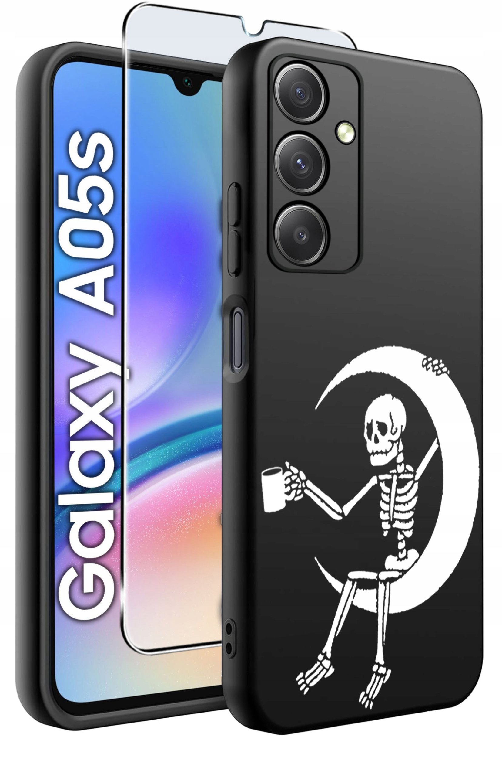 ETUI do Samsung A05s WZORY | SILIKONOWE MATT CASE + SZKŁO 9H