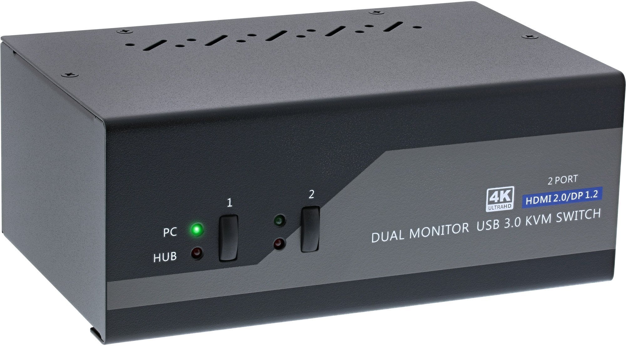 Przełącznik InLine InLine® Desktop KVM Switch, 2-port, Dual Monitor, Displayport 1.2 + HDMI 2.0, 4K, USB 3.0, Audio