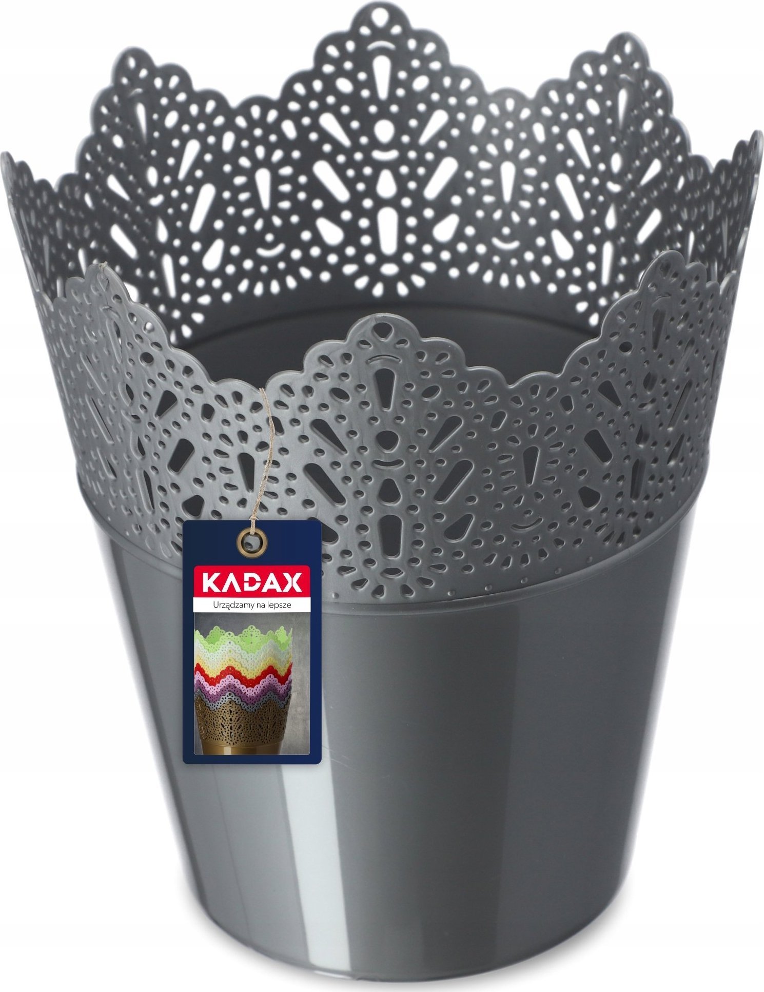 Kadax Doniczka Osłonka Na Kwiaty Rośliny Srebrna 12cm