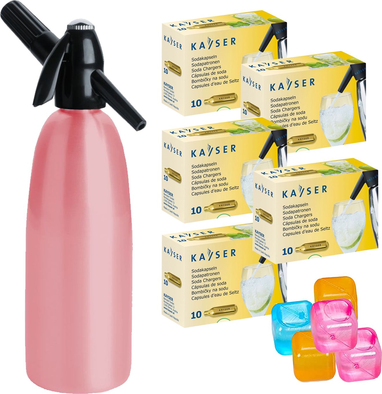 Saturator Art Quick Soda + 50 naboi CO2 Różowy