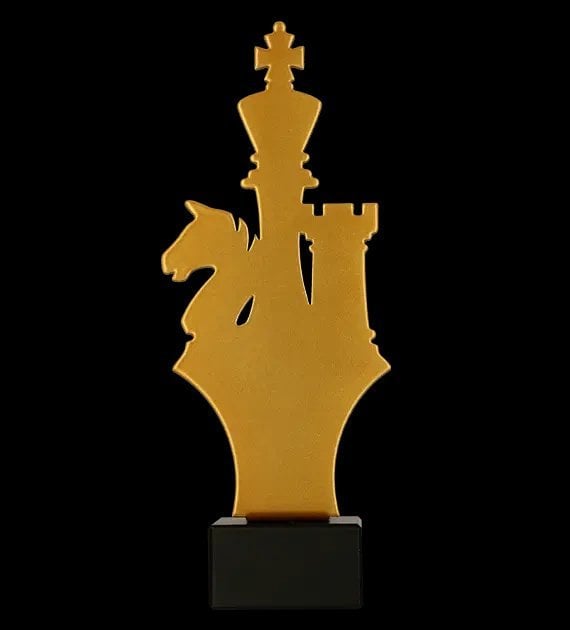 Victoria Sport Trofeum metalowe z marmurową podstawą - Szachy