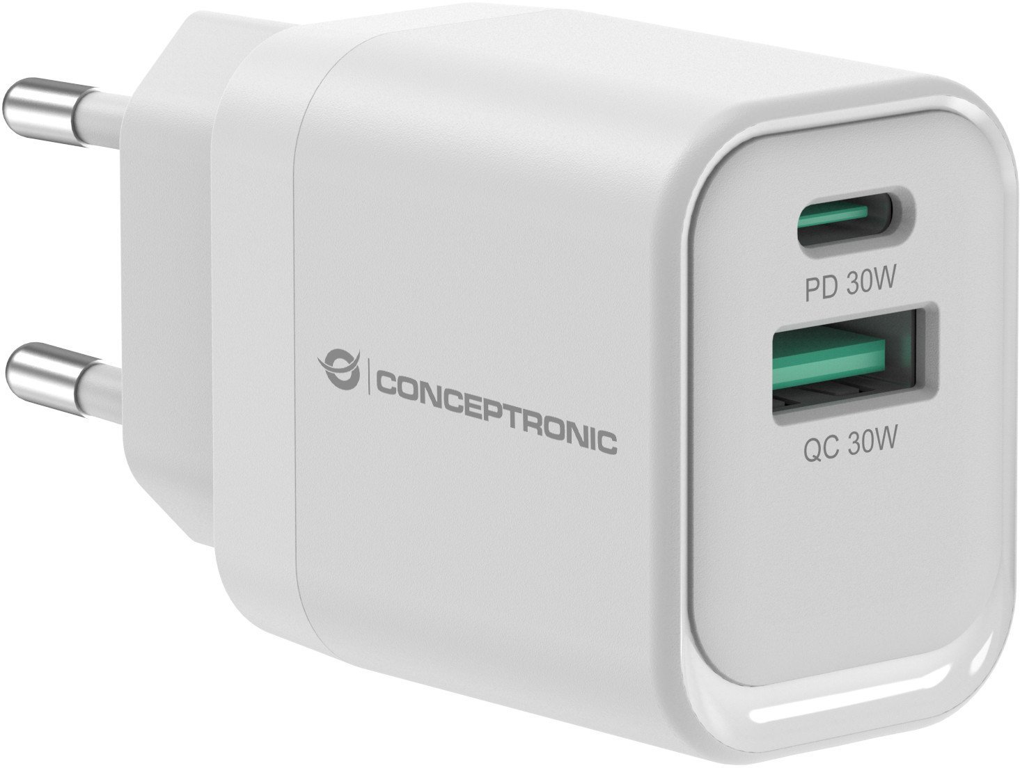 CONCEPTRONIC Ladegerät 2Port 33W,1xUSB-C,1xUSB-A weiß