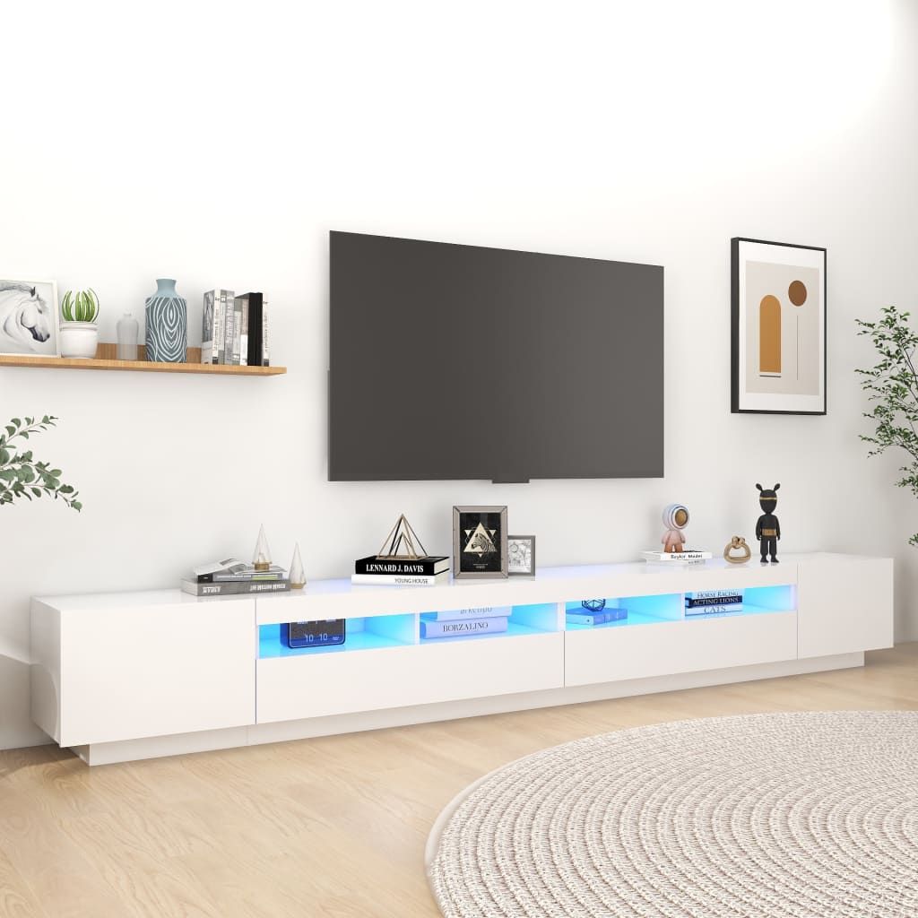 vidaXL Szafka pod TV z oświetleniem LED, biała, 300x35x40 cm