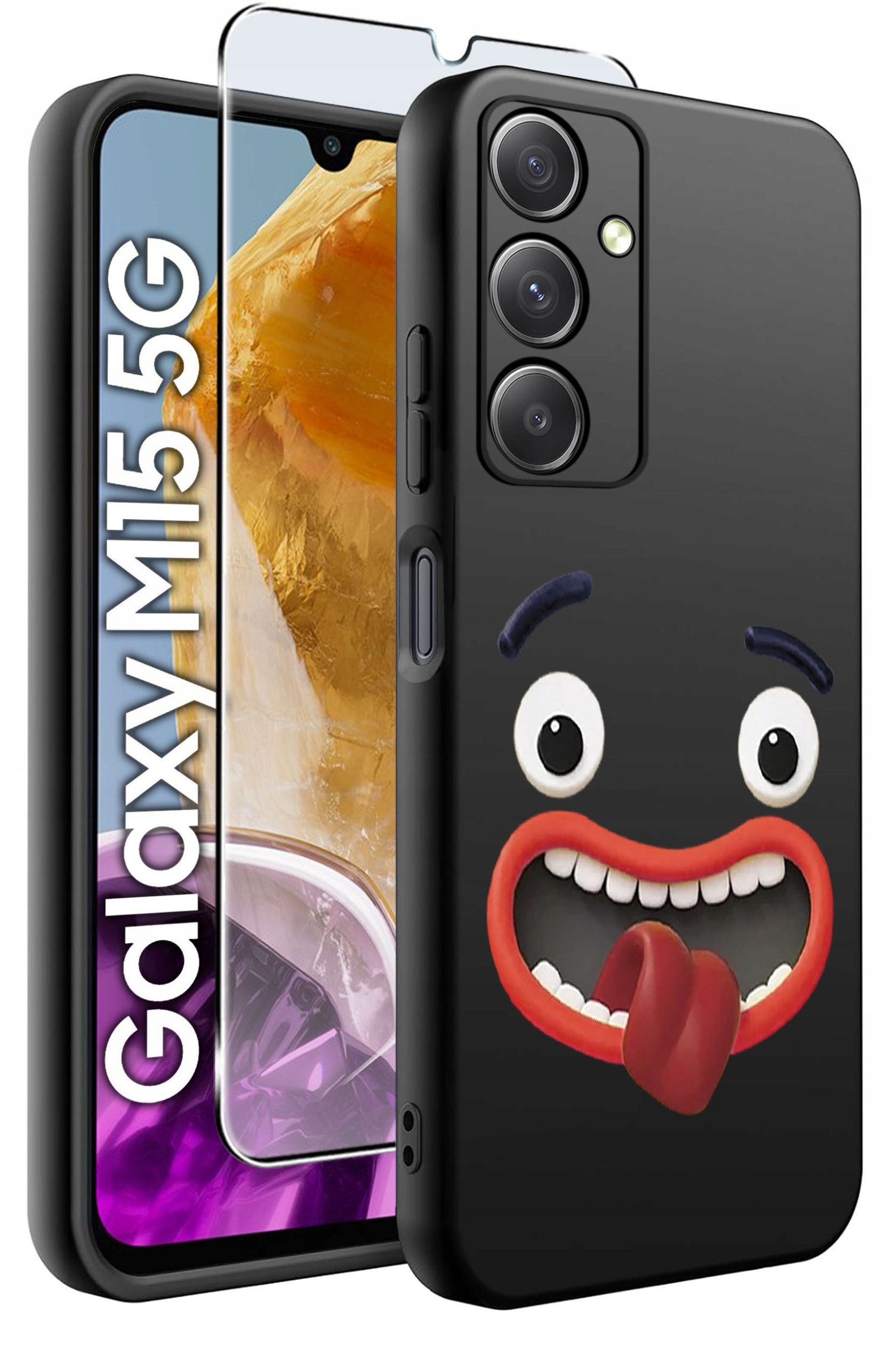 ETUI do Samsung M15 5G WZORY | SILIKONOWE MATT CASE + SZKŁO HARTOWANE 9H