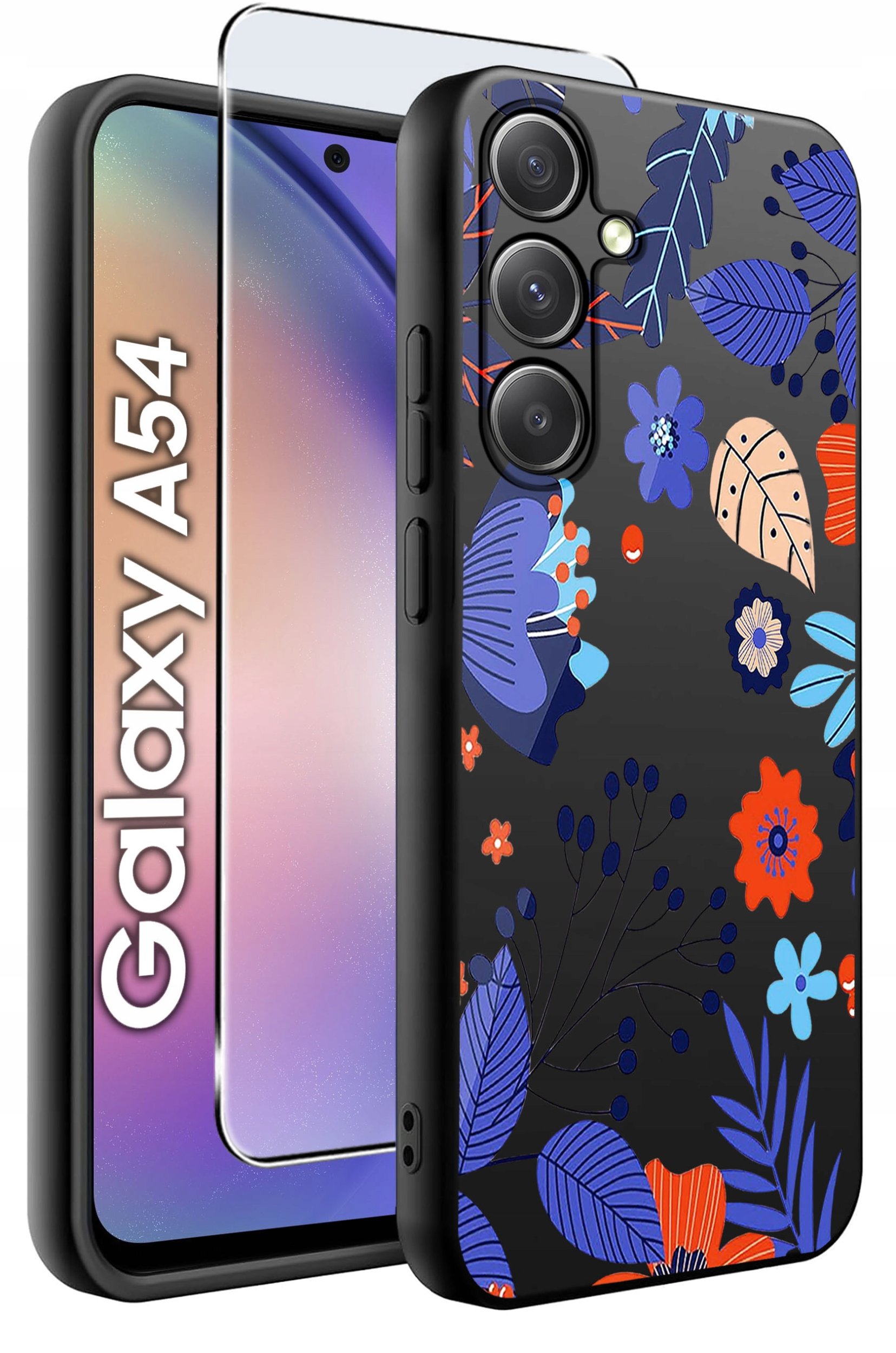 ETUI do Samsung A54 5G WZORY | SILIKONOWE MATT CASE + SZKŁO 9H