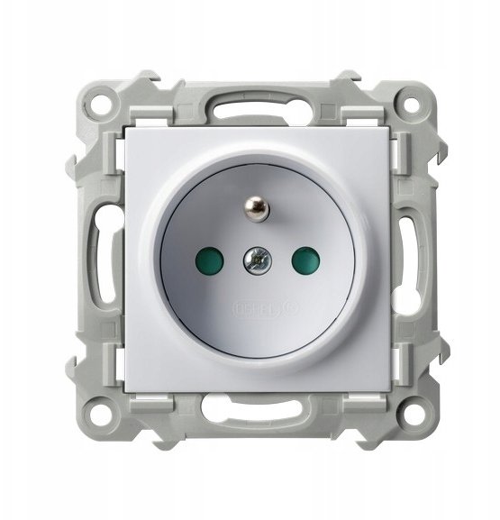 SZAFIR Gniazdo pojedyncze z uziemieniem z przesłonami torów prądowych biały GP-1ZZP/m/00