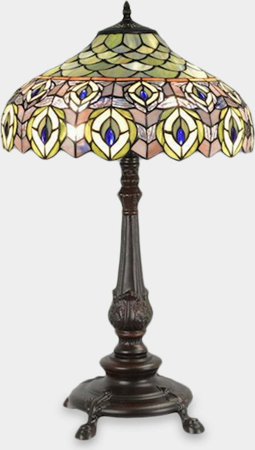 Lampa stołowa rzezbyzbrazu Lampa Witrażowa w Stylu Tiffany Pawie Oczka