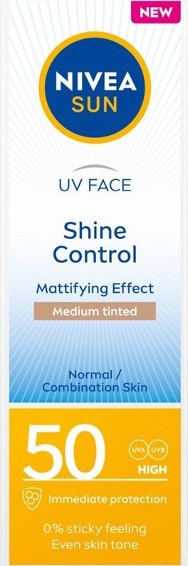 Nivea Sun UV Face Shine Control matujący krem do twarzy z wysoką ochroną SPF50 Medium Tinted 50ml