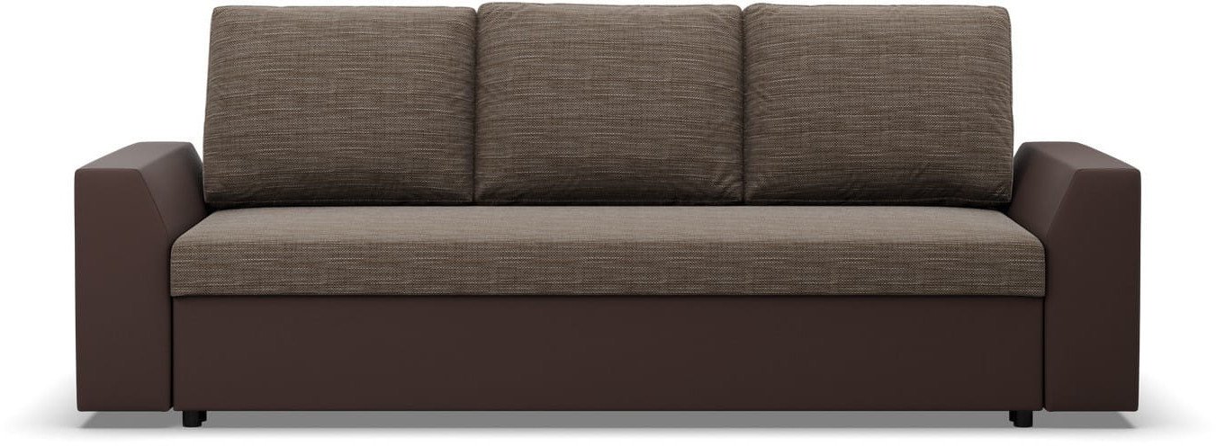 Kanapa rozkładana z funkcją spania, Viktor, ekoskóra, 232x92x92 cm, brąz | TYLETEGOTU