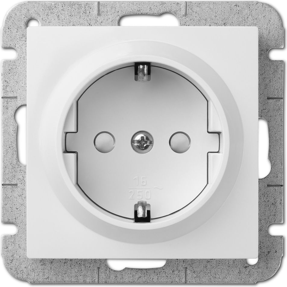 Elektro-Plast Gniazdo Schuko Sentia pojedyncze 16A z przesłonami białe (1437-10)