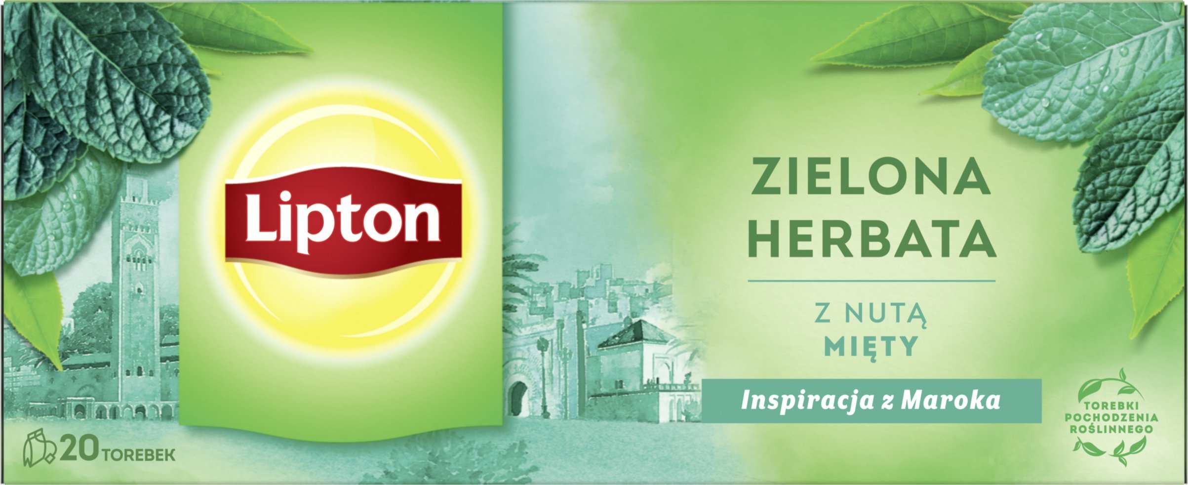 Lipton Herbata LIPTON zielona, z nutą mięty, 20 torebek