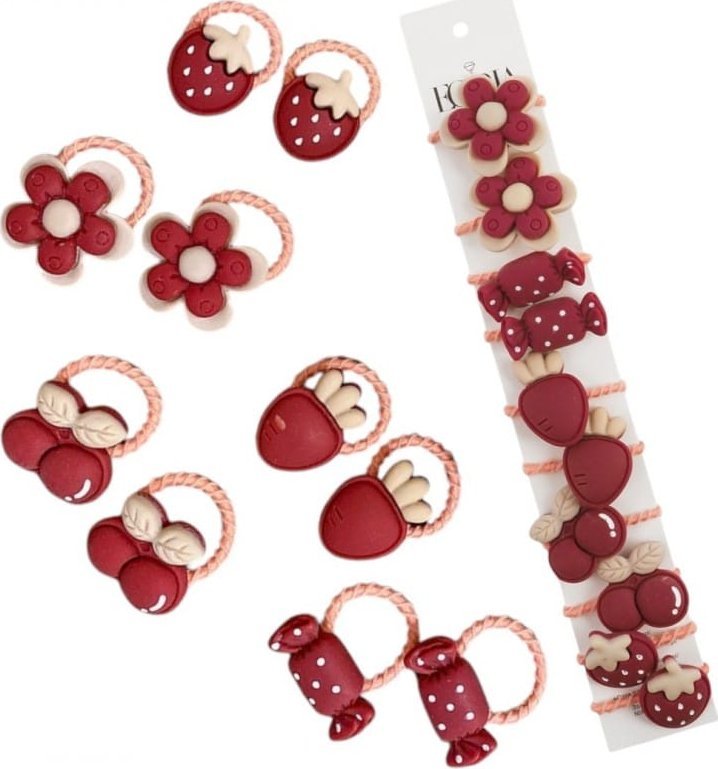 Zestaw frotek gumek do włosów pakiet 10w1 czerwone owoce GUM168