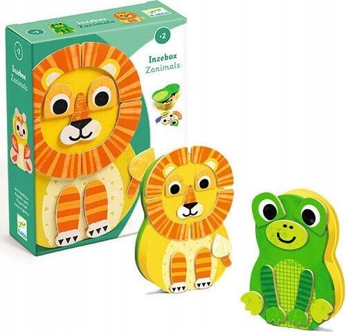 Djeco Djeco Mediniai magnetai ir metalinė dėžutė - Gyvūnai