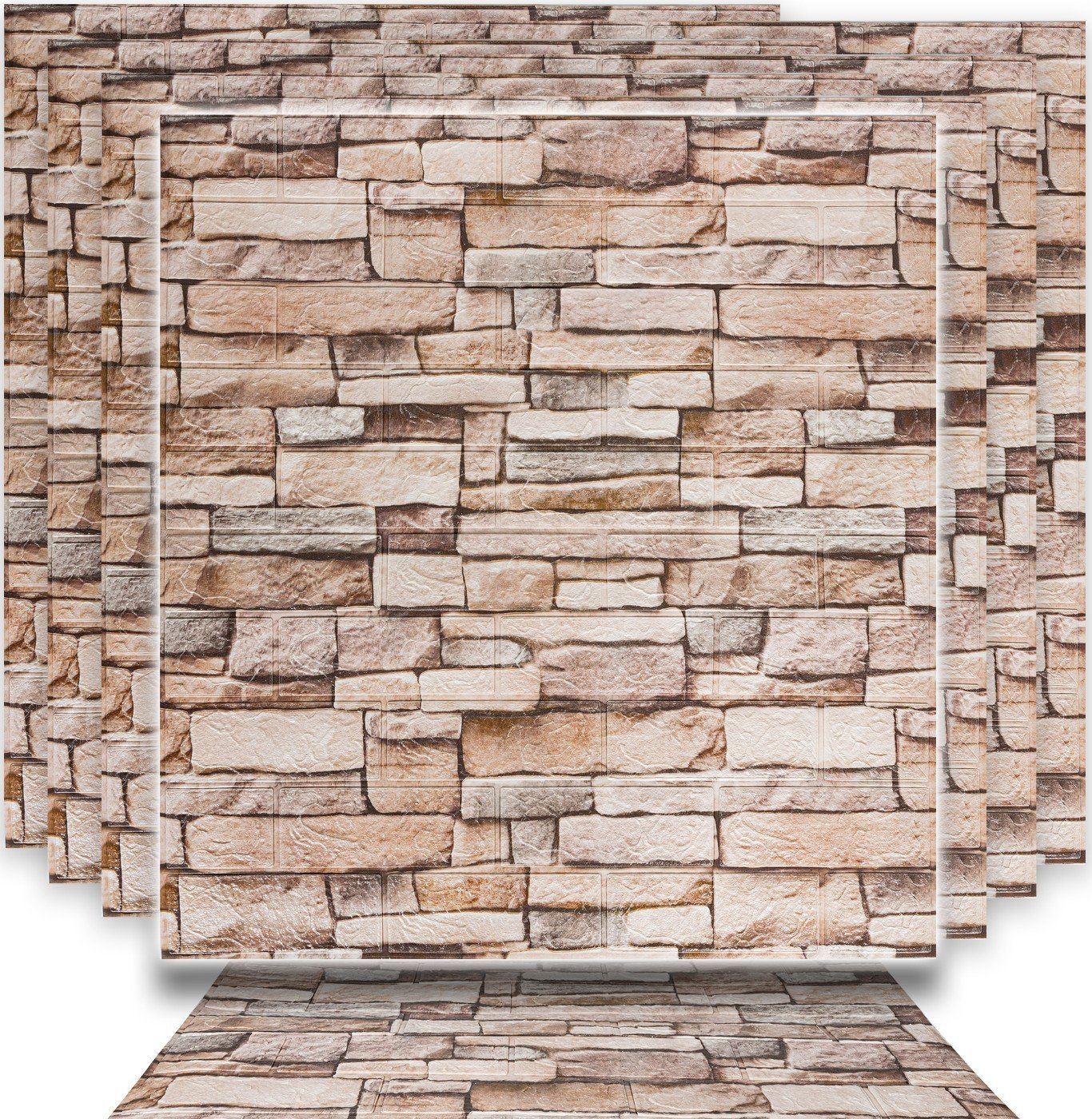 Heckermann Dekoracyjne panele ścienne 3D 70x77cm Heckermann Beżowe Samoprzylepne 10x