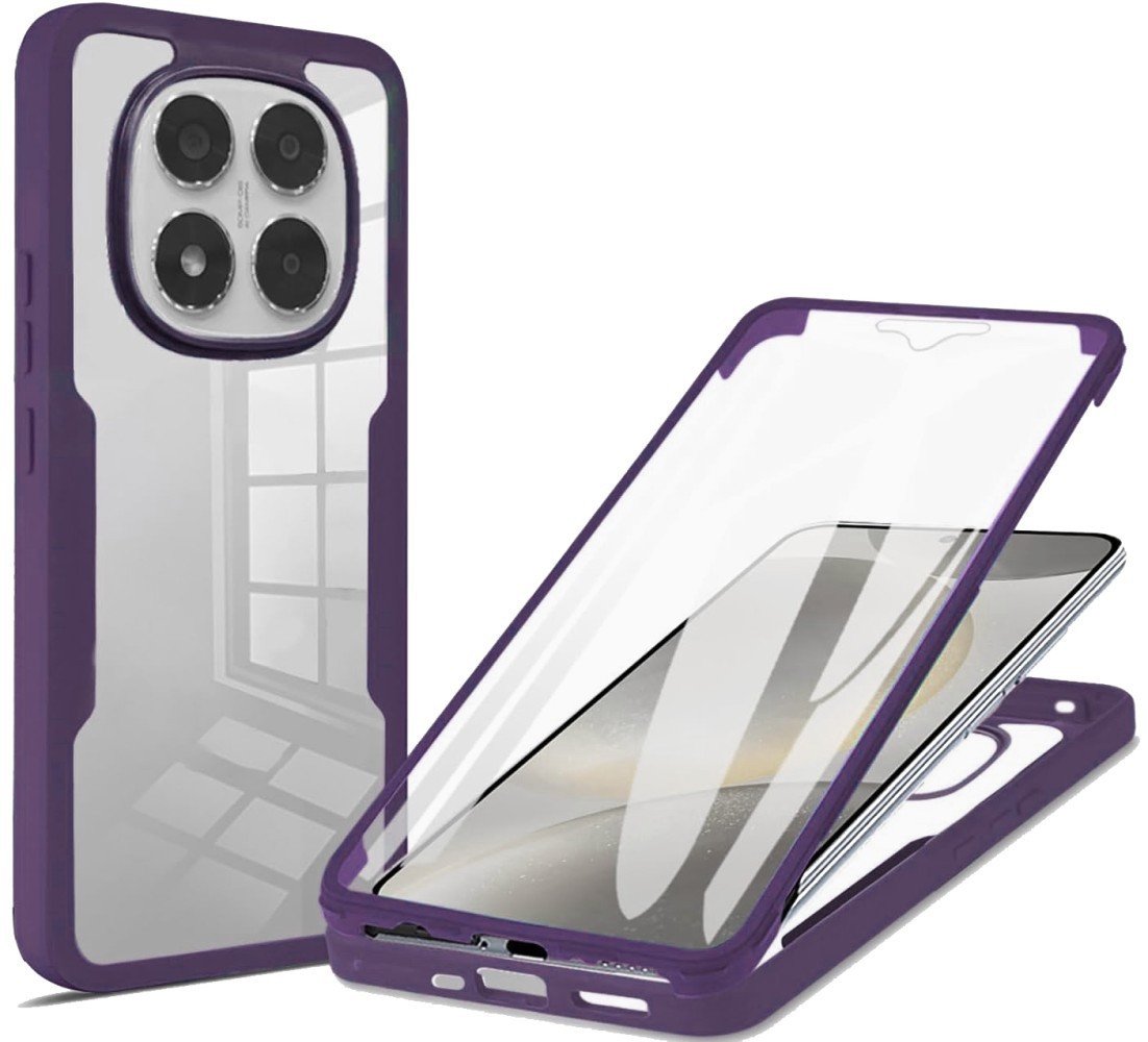 Etui wzmacniane 360 do Redmi Note 14 Pro 5G/14 Pro Plus 5G/ Poco X7 5G, przezroczysto-fioletowe