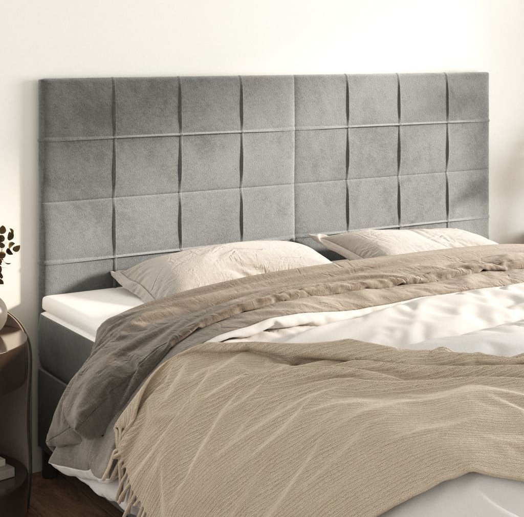 vidaXL vidaXL Zagłówki do łóżka, 4 szt., jasnoszary, 90x5x78/88 cm, aksamit