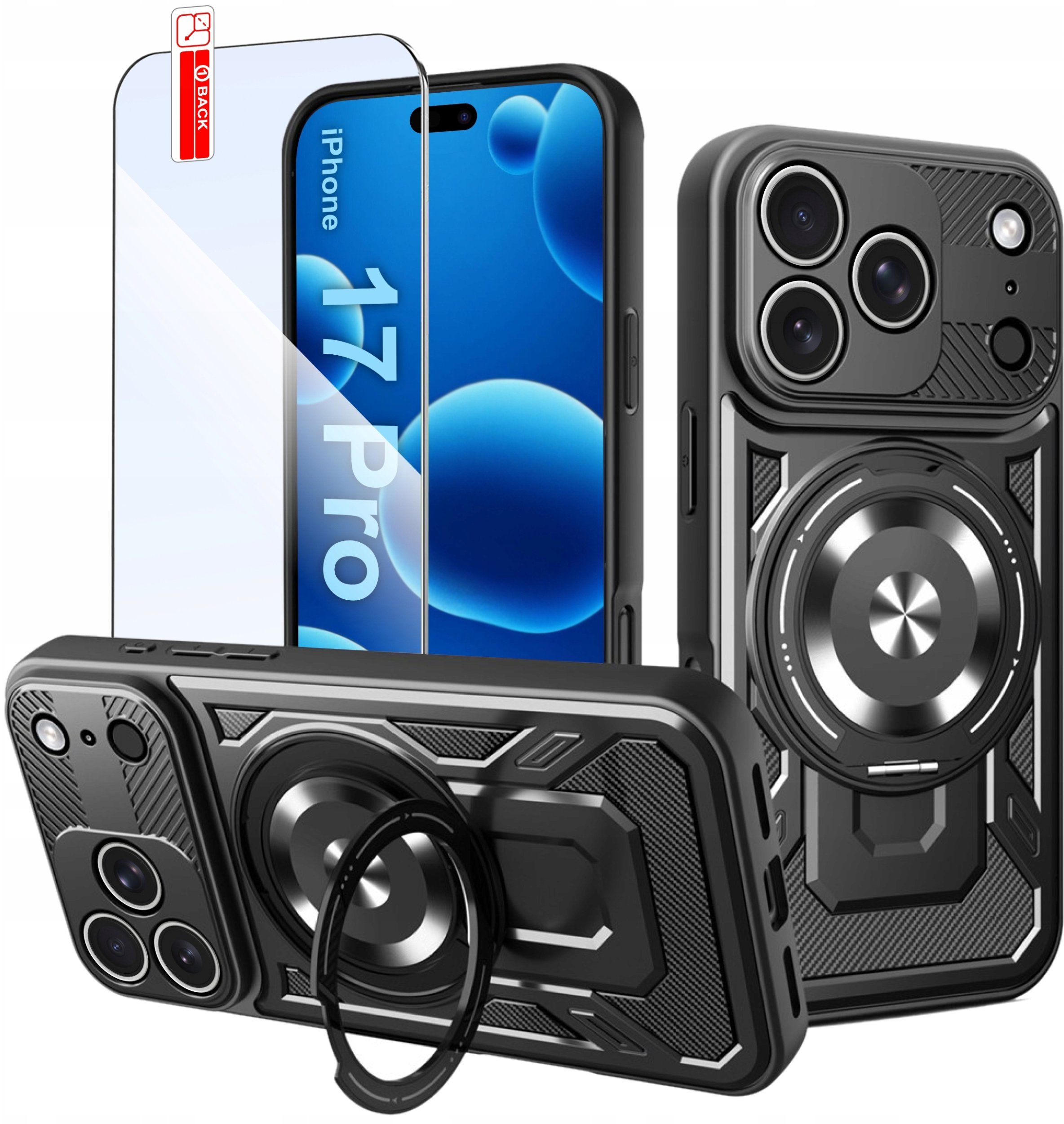 Etui PANCERNE do iPhone 17 Pro CASE do MagSafe WZMACNIANE + SZKŁO 9H