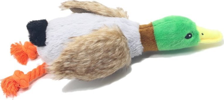 PLUSZOWA ZABAWKA DLA PSA KACZKA PISZCZACA 28 CM Z LINA SZARPAK GRYZAK