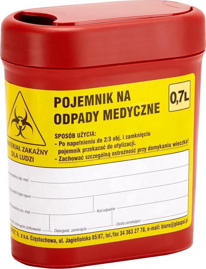 Activeshop Pojemnik na odpady medyczne 0,7 L czerwony