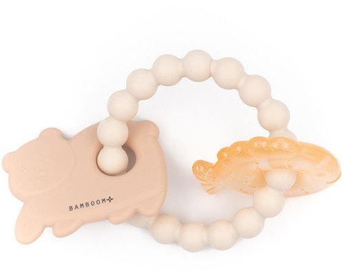 Gryzak silikonowy różowy Miś i Rybka 4m+ BAMBOOM