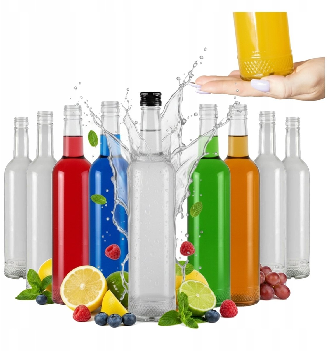 40x Butelki szklane KRYSZTAŁ 500 ml BUTELKA NA BIMBER NALEWKI WINO WÓDKĘ