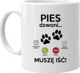 Koszulkowy Pies dzwoni, muszę iść - kubek na prezent