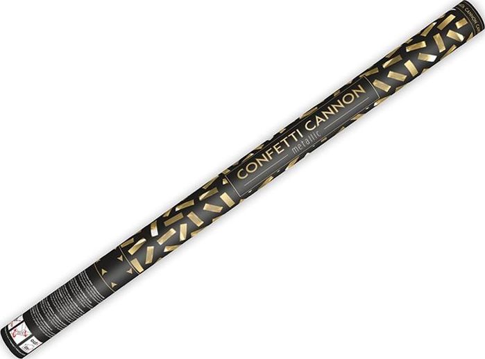 Party Deco Tuba strzelająca konfetti, złote paski, 80 cm uniwersalny