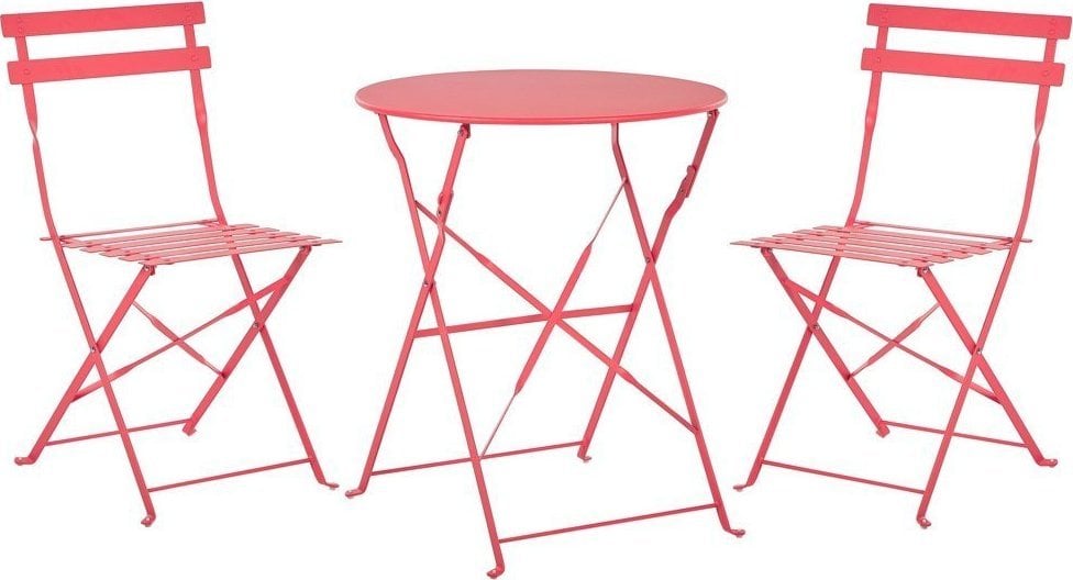 Beliani Zestaw mebli balkonowych metalowy czerwony FIORI!