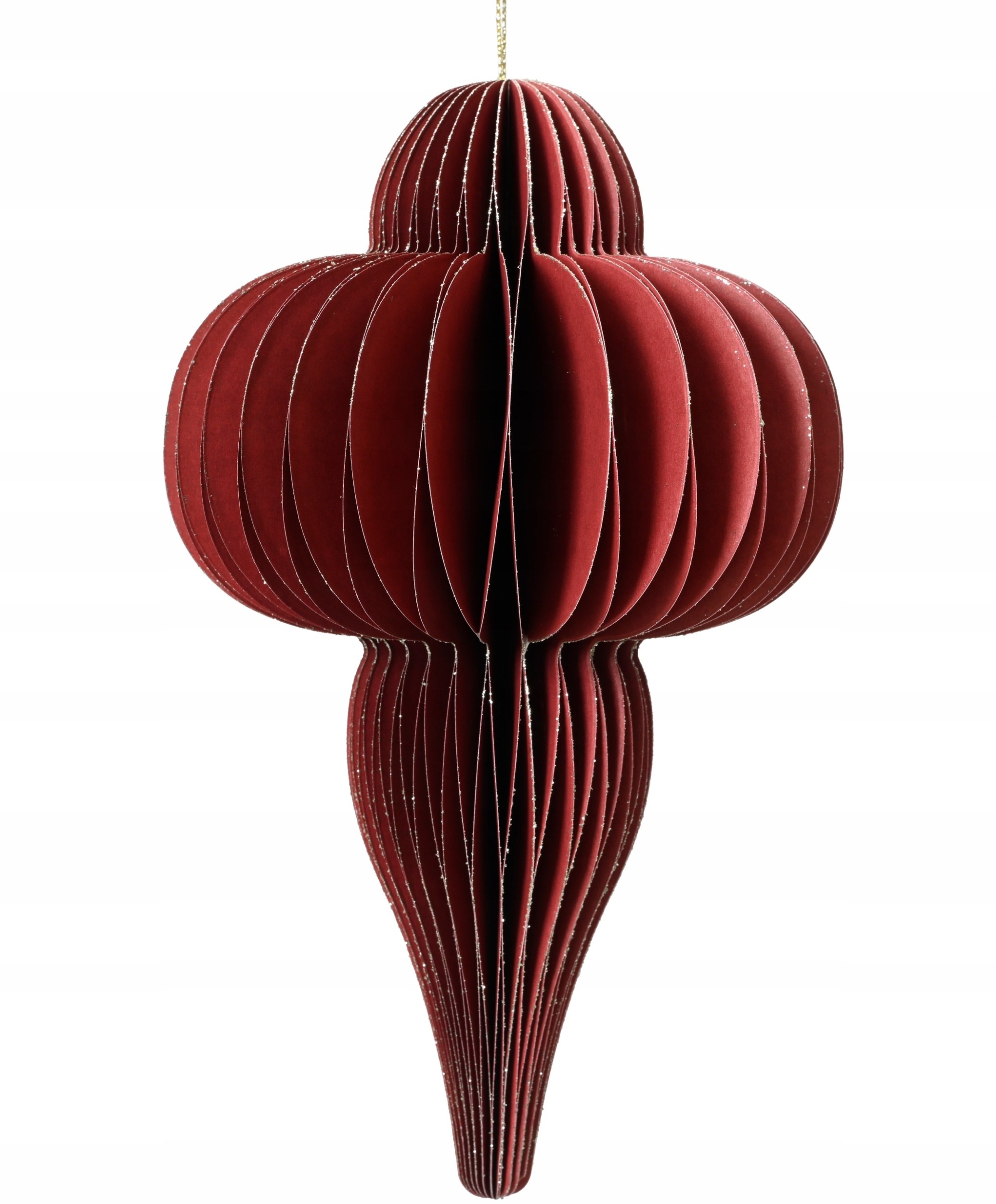 Bombka choinkowa zawieszka papierowa czerwona kształtka duża 20cm 1szt