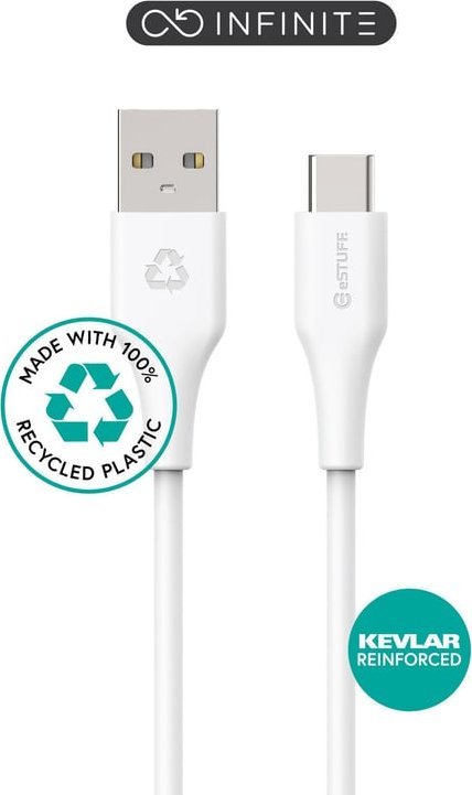 Kabel USB eStuff USB-C - USB-A 1 m Biały (ES605170)