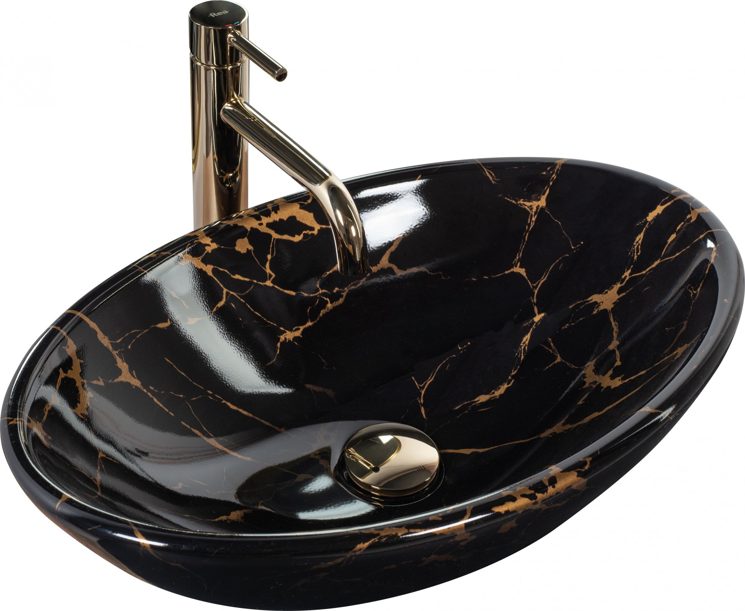 Umywalka Rea Umywalka nablatowa REA Pamela Black Marble Shiny