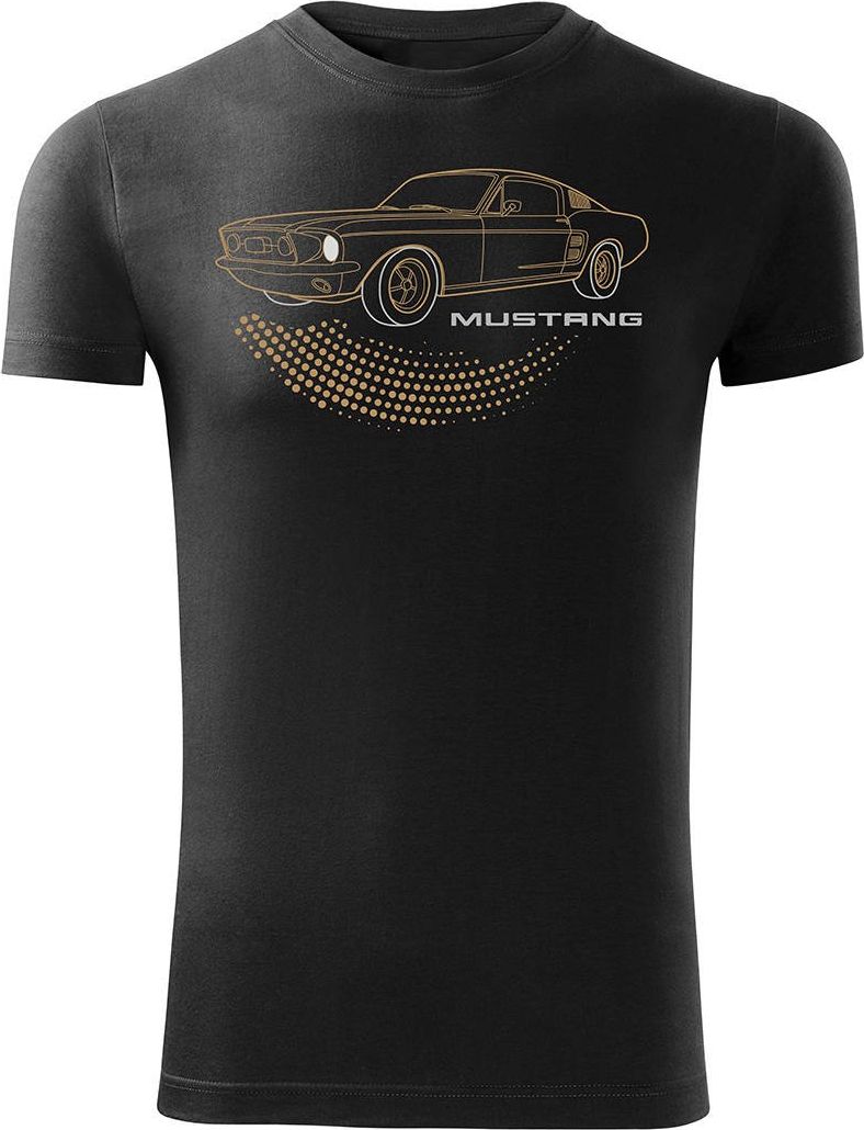 Topslang Koszulka motoryzacyjna z Fordem Mustangiem Ford Mustang męska czarna SLIM XL