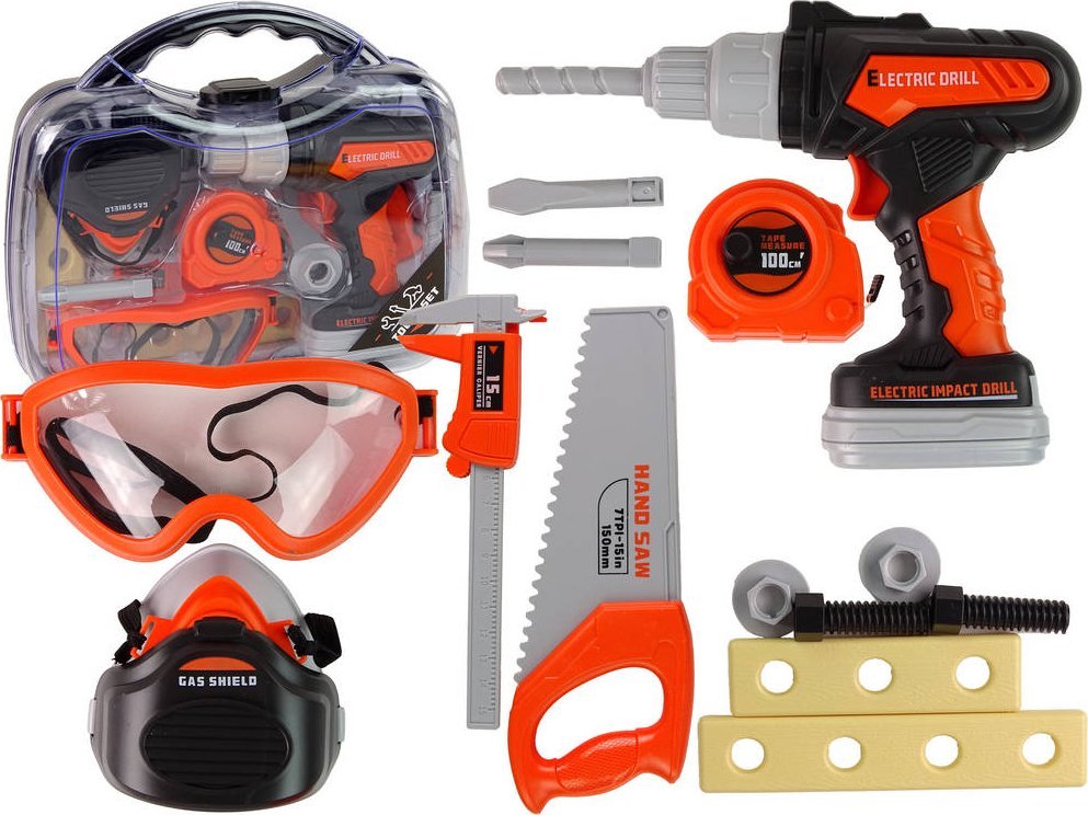 LeanToys Zestaw Narzędzi Wkrętarka Na Baterie Okulary