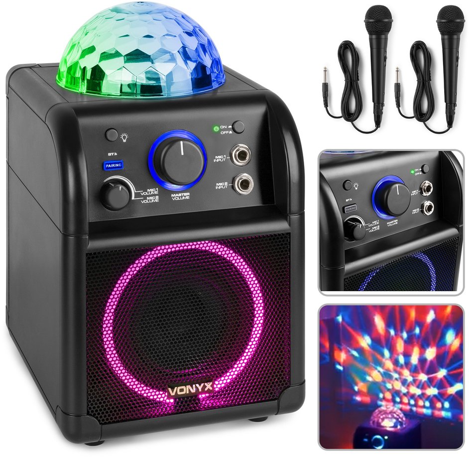 Głośnik karaoke Vonyx SBS55B 2x mikrofon BT LED one size