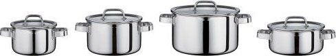 Hurtel Zestaw garnków ze szklanymi pokrywami, 4 el., stal nierdzewna/szkło FINESSE2+ / Spring
