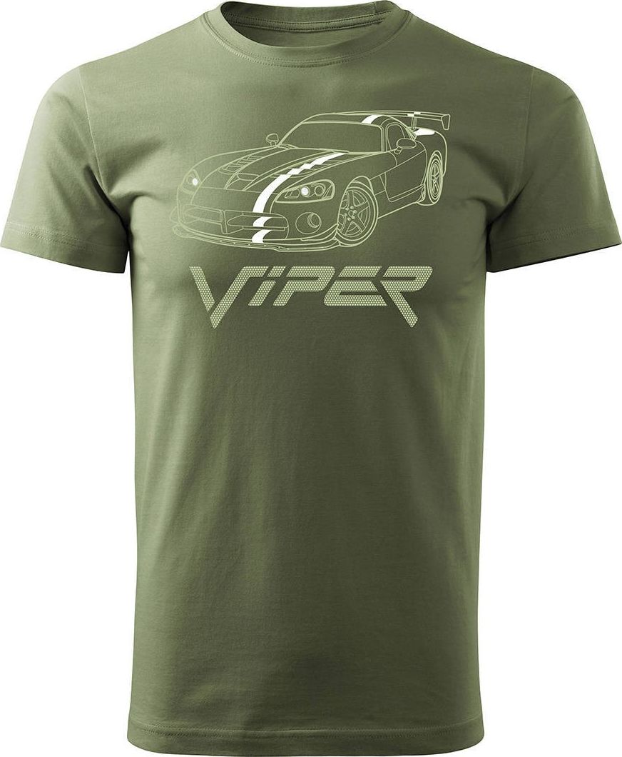 Topslang Koszulka z samochodem Dodge Viper męska khaki REGULAR XL