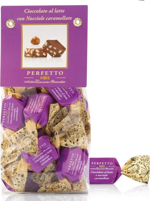 Antica Torroneria Piemontese Czekoladowe cukierki PERFETTO Z MLEKIEM I ORZECHAMI LASKOWYMI 150g