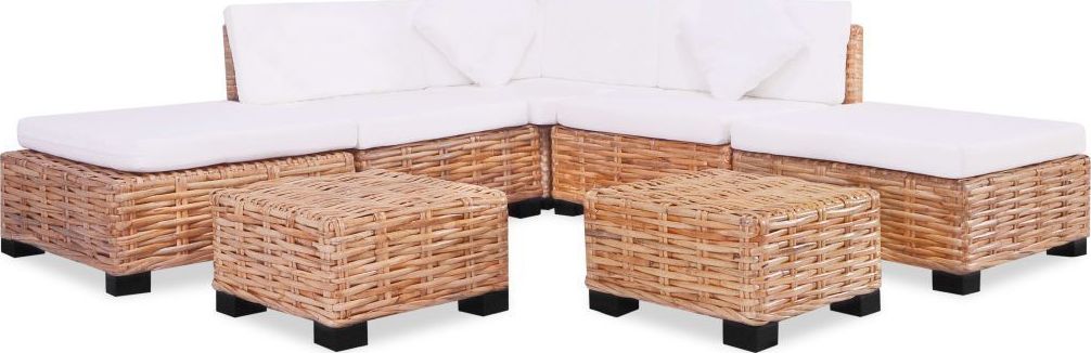 vidaXL Zestaw wypoczynkowy, 18 elementów, naturalny rattan