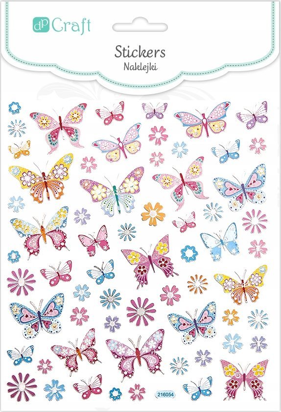 DP Craft Naklejki pastelowe motyle i kwiaty 63szt